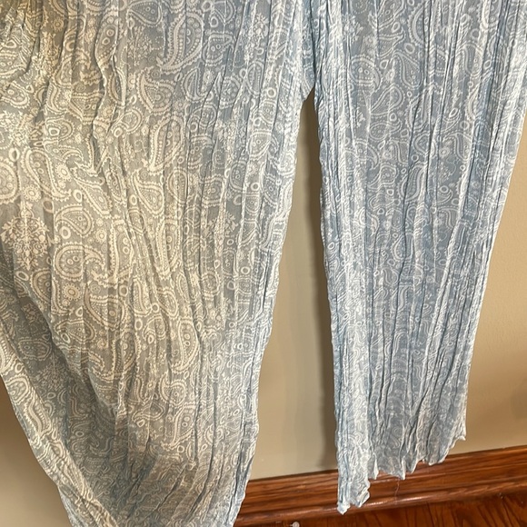 ZARA women’s crinkle accordion pleat semi sheer wide pull on pants with shorts M - Picture 6 of 10